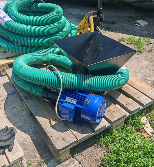 Convoyeur à vis flexible 380V - Modèle avec trémie - Transport de matériaux lourds