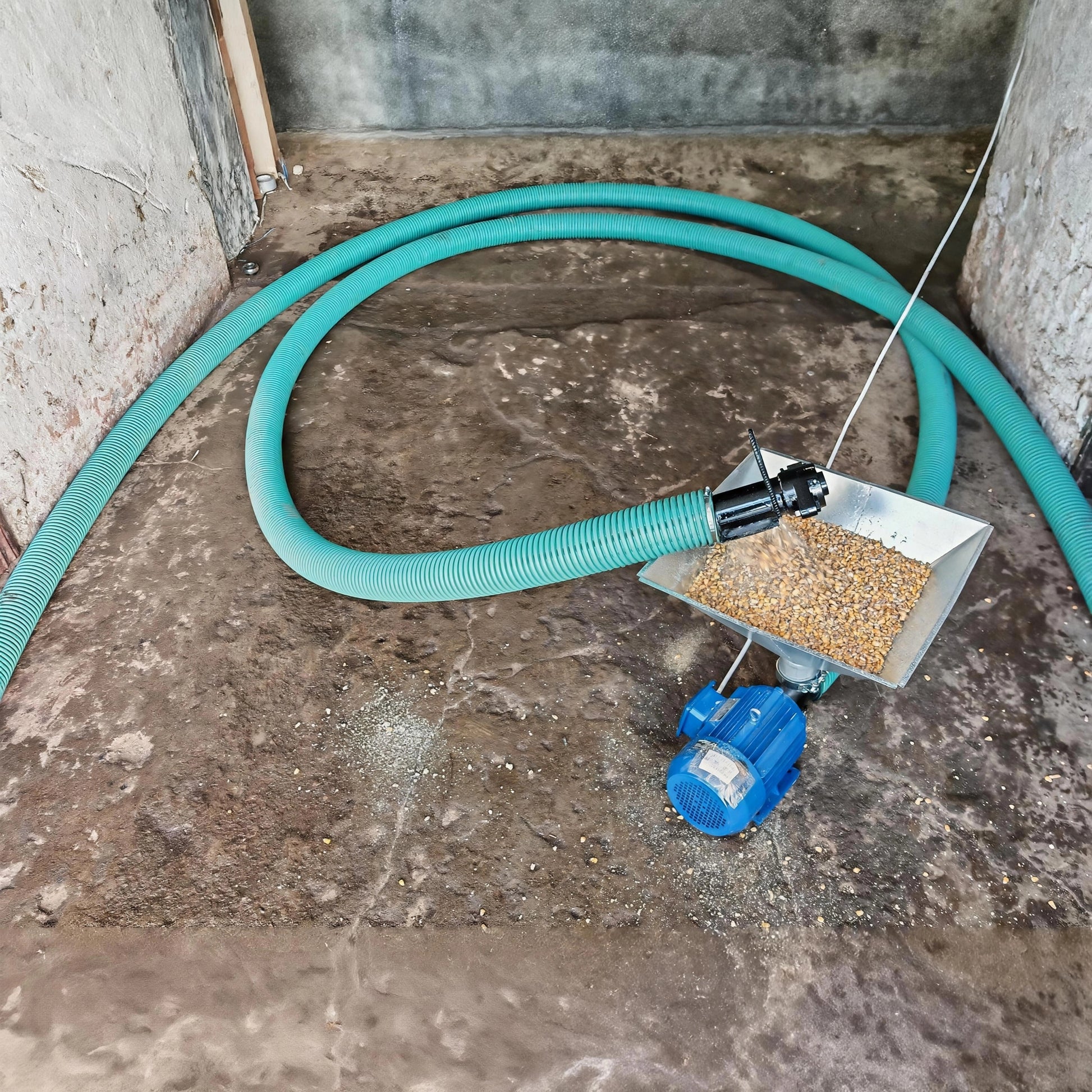 Convoyeur à vis flexible 380V - Modèle avec trémie - Transport de matériaux lourds