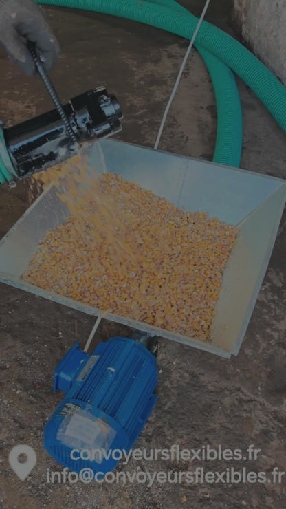 Convoyeur à vis flexible 380V - Modèle avec trémie - Transport de matériaux lourds