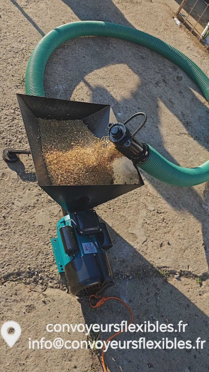 Convoyeur à vis flexible 220V avec trémie - Pour céréales, granulés, et poudres légères