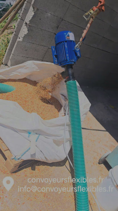 Convoyeur à vis flexible - Moteur 380V - Usage industriel - Céréales, sable, sciure
