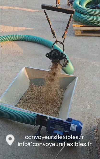 Convoyeur à vis flexible 380V - Modèle avec trémie - Transport de matériaux lourds